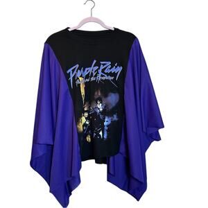 Prince poncho one size fits most purple sides that are sewn up with armholes